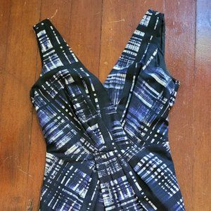 Banana Republic Faux Wrap V-neck Blue Strip Dress